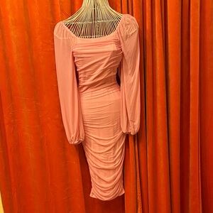 Elegant Pink Long Sleeve Dress